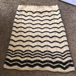 Black and White tight knit bodycon skirt